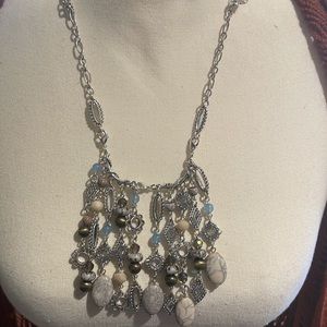 Rhodium-Plated Convertible Necklace and Earring Set